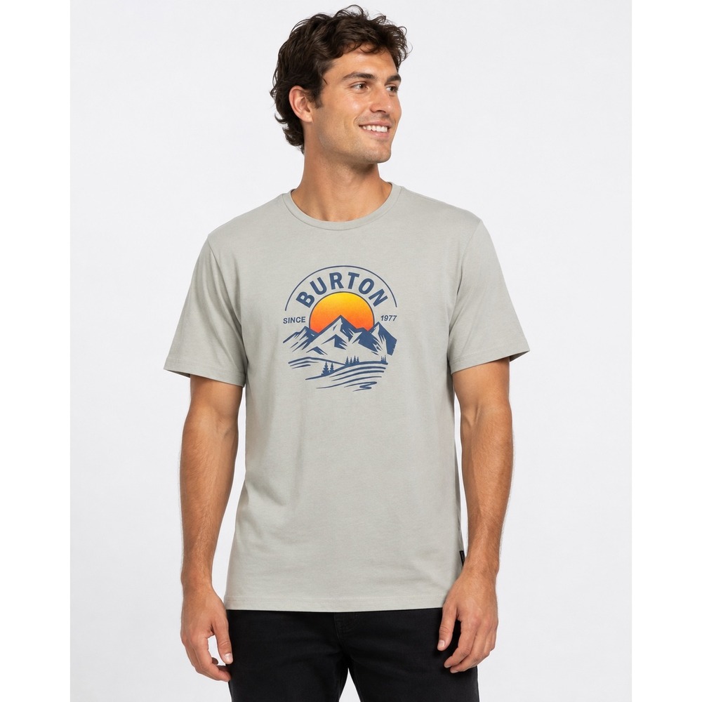 Burton Graphic T-Shirt Mens Medium Grey Mountain Logo Short Sleeve
